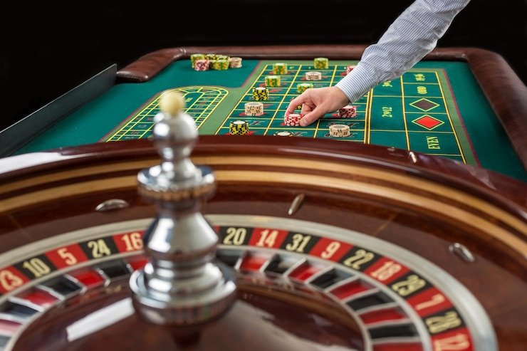 Kumpulan mesin slot digital berwarna-warni